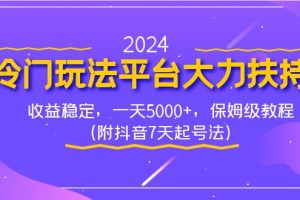 2024冷门玩法平台大力扶持，收益稳定，一天5000+，保姆级教程