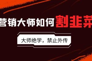 营销大师如何割韭菜：流量大师/讲故事大师/话术大师/卖货大师/成交大师/变现大师/影响力大师/裂变大师