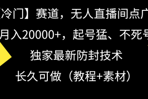 【冷门】赛道，无人直播间点广告，月入20000+，起号猛、不死号