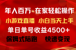 年入百万 普通人翻身项目 ，月收益15万+，不用露脸只说话直播找茬类小游