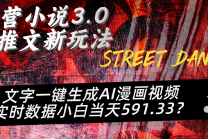 自营小说3.0版推文新玩法、文字一键生成AI漫画视频、实时数据小白当天591.33？