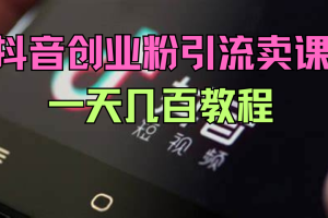 抖音创业粉引流卖课一天几百教程