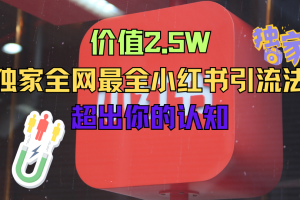 价值2.5W 独家全网最全小红书引流法 超出你的认知