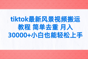 tiktok最新风景视频搬运教程 简单去重 月入30000+附全套工具