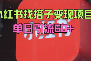 小红书找搭子变现项目（单日引流60+）