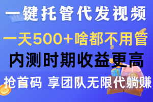 一键托管代发视频，一天500+啥都不用管，内测时期收益更高，抢首码