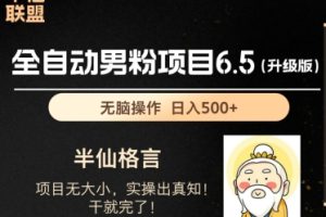 男粉项目6.5升级版，全自动男粉项目，日收入1K+【揭秘】