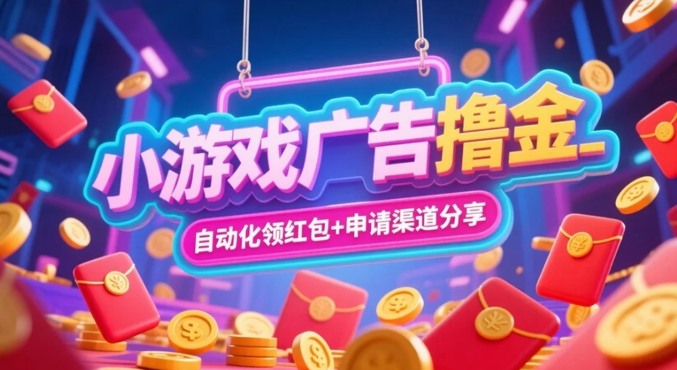 小游戏广告撸金_自动化领红包+申请渠道分享